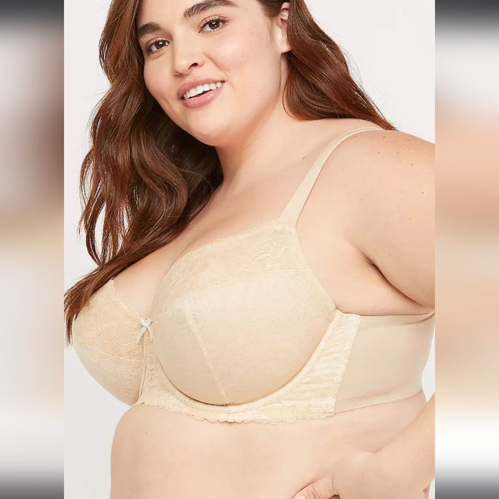 Lace unlined full coverage bra 50G Lane Bryant